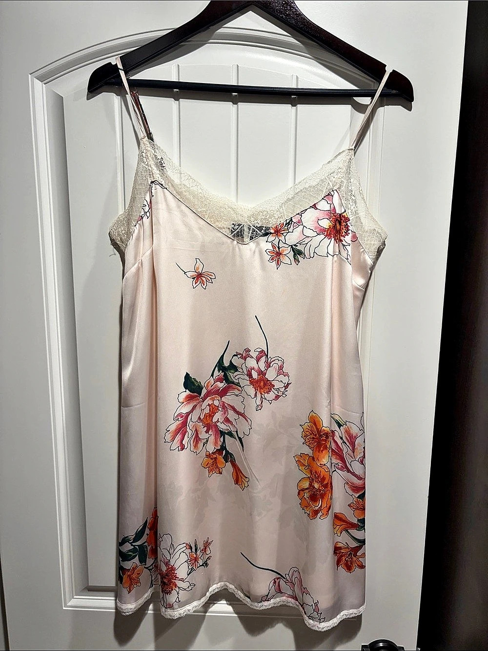 Lulus Nostalgic Heart Ivory Floral Lace Satin Slip Dress Floral Lace Satin Mini